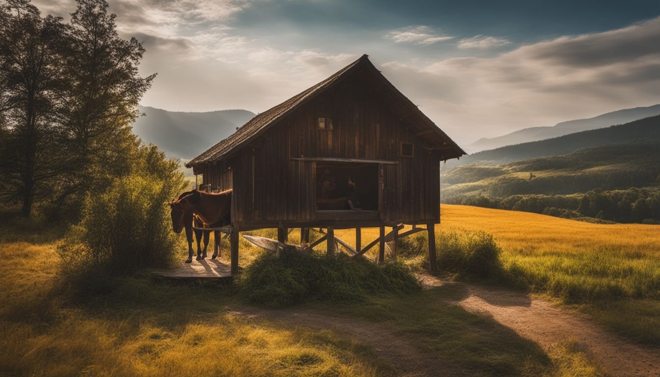 Een serene landschapsfoto met verschillende gezichten en kledingstijlen.